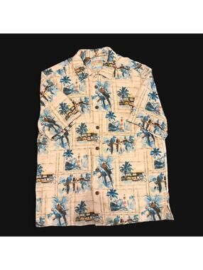 Margaritaville It's 5 O'Clock Somewhere Hawaiian Button-Up Shirt Size Medium